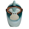 Primates Kandti Vaso in ceramica azzurra lucida con dettagli in metallo di Elena Salmistraro