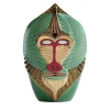 Primati Mandrillus Vaso in ceramica verde con dettagli in metallo di Elena Salmistraro