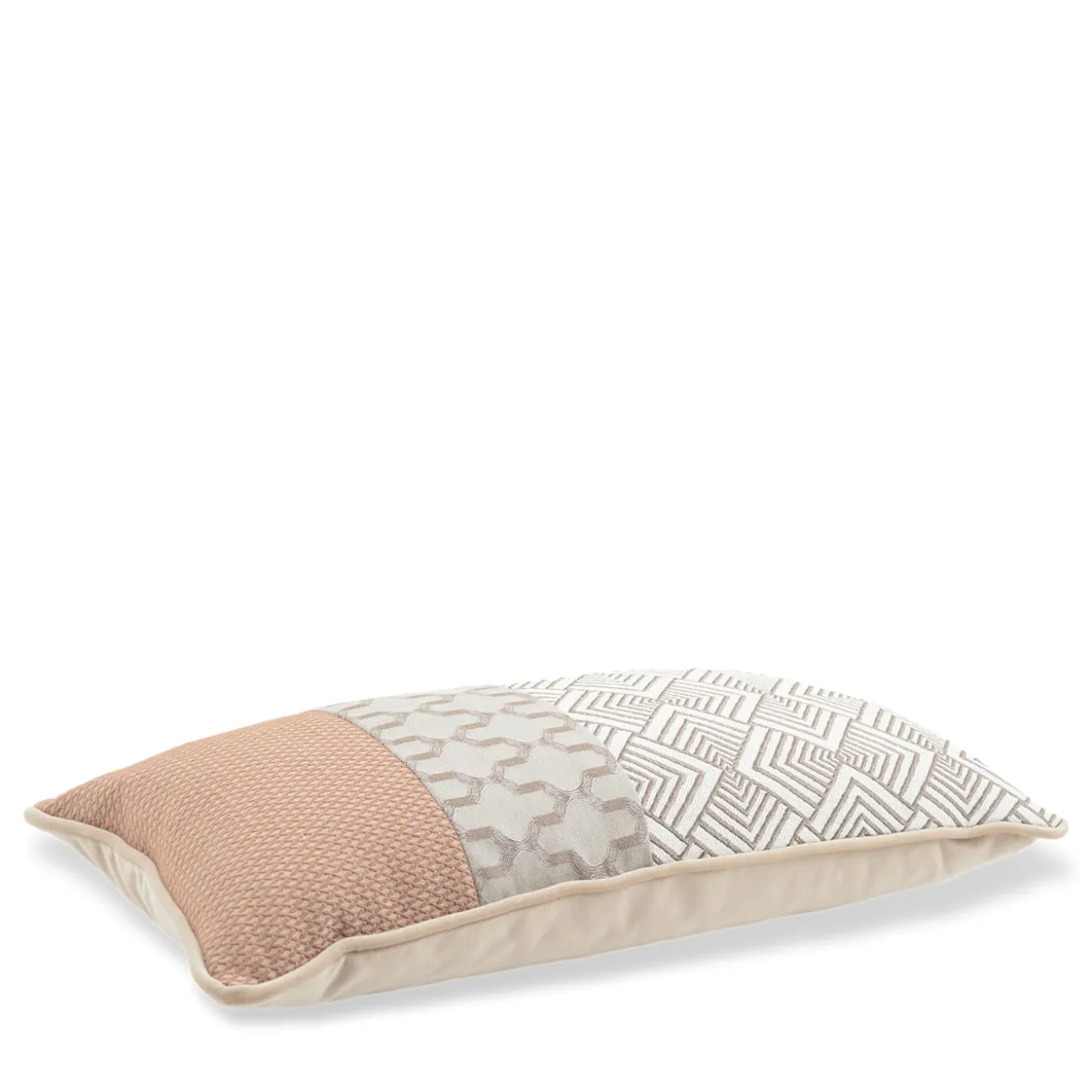 Raro cuscino rettangolare con intarsio di tessuti jacquard
