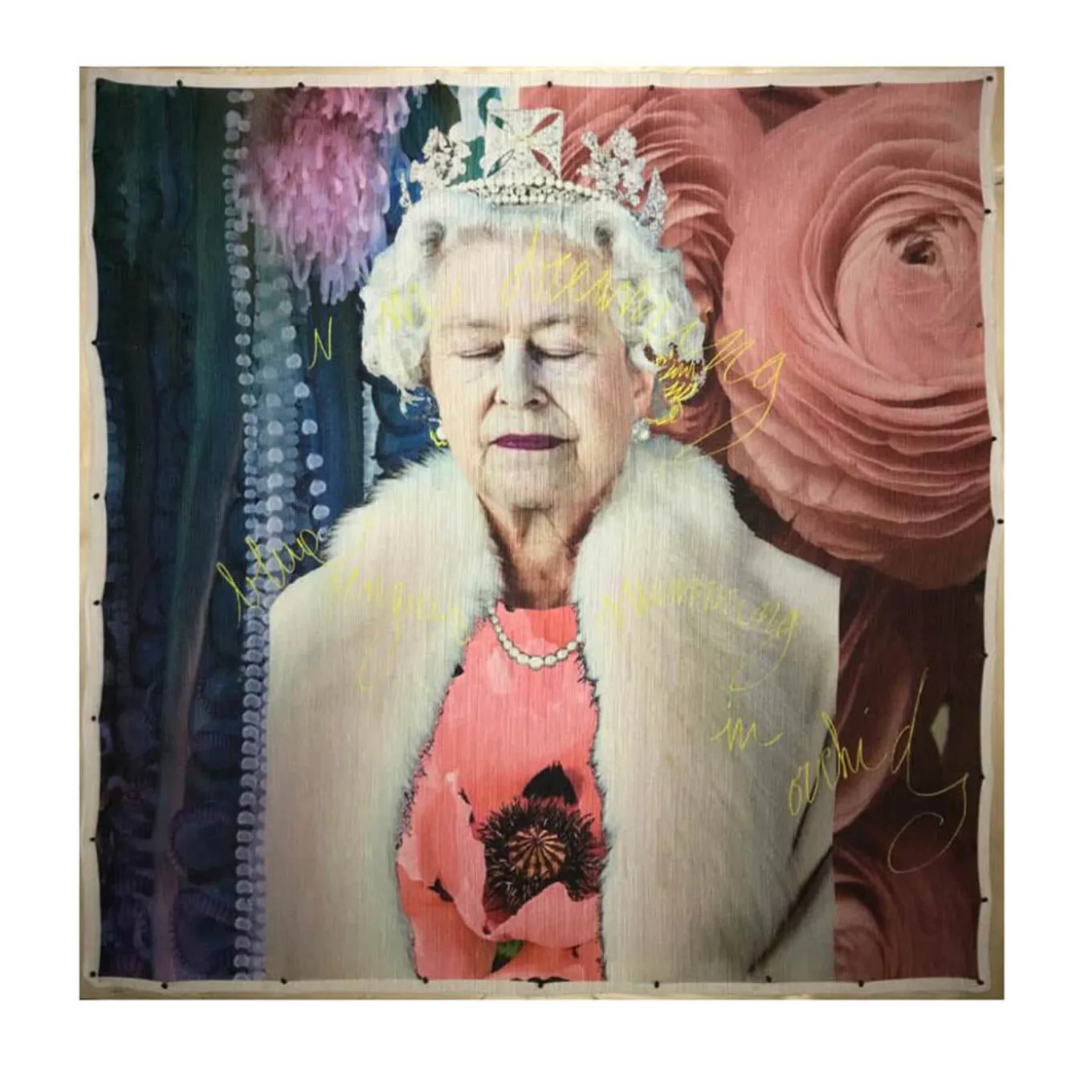 Regina Elisabetta II in arazzo rosa Edizione limitata