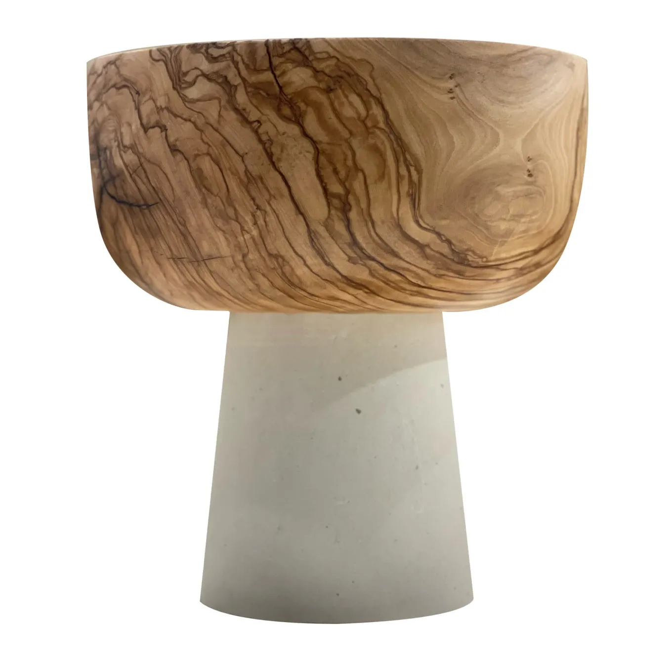 Rito N. 2 A Coppa Decorativa in Legno d'Ulivo e Pietra Leccese
