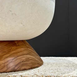 Rito N. 3 B Coppa Decorativa in Legno d'Ulivo e Pietra Leccese