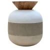 Rito N. 3 C Vaso in Pietra Leccese con Coperchio in Legno d'Ulivo