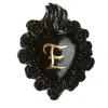 ROSE PUNK CON INIZIALE DI CUORE IN CERAMICA NERA E FOGLIA D'ORO