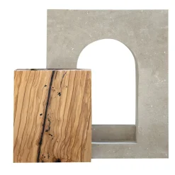 Ruderi 03 Scultura in Legno d'Ulivo e Pietra Leccese
