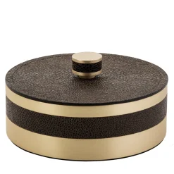 Saturno Brown Scatola rotonda grande con coperchio