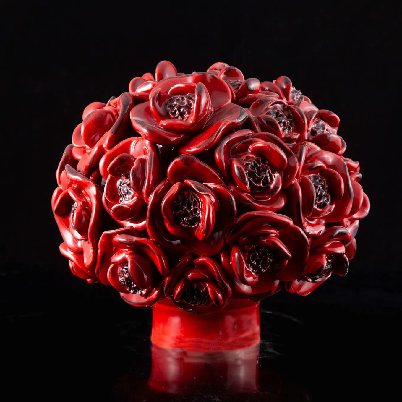 Scatola Decorativa in Ceramica Rossa Il Papavero Testa Fiorita