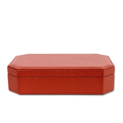 Scatola Del Monte 25 in Legno e Pelle Rosso Persiano