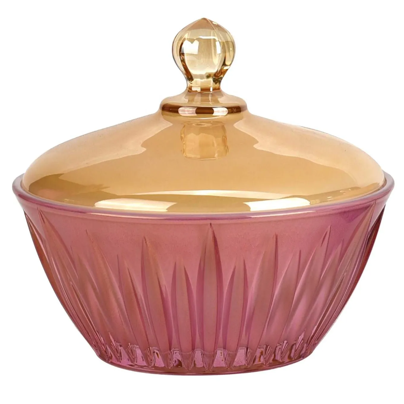 Scatola di cristallo rosa e giallo Prestigioso con coperchio