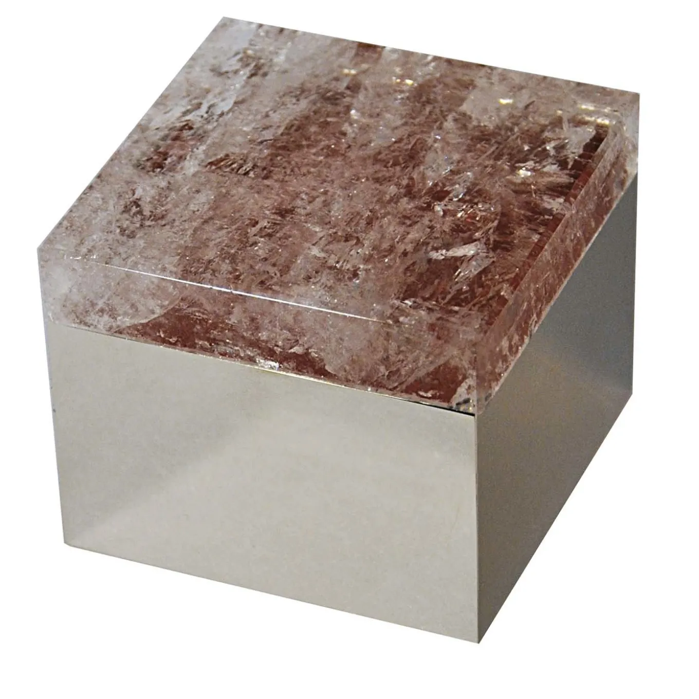 Scatola di quarzo rosso in ottone