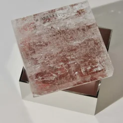 Scatola di quarzo rosso in ottone