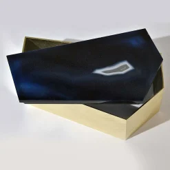 Scatola in ottone con coperchio in agata