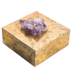 Scatola in Ottone Non Laccato con Pietre di Fluorite