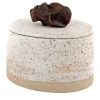 Scatola Ovale Speckled in Gres con Coperchio