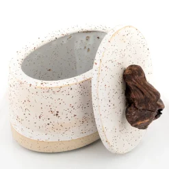 Scatola Ovale Speckled in Gres con Coperchio
