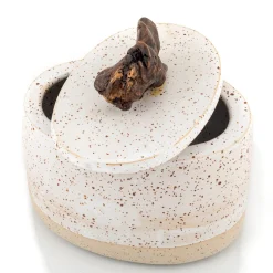 Scatola Ovale Speckled in Gres con Coperchio