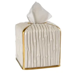 SCATOLA PER FAZZOLETTI DI CARTA IN BAMBÙ - BIANCO E ORO
