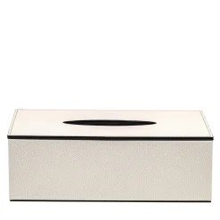 Scatola per fazzoletti rettangolare in pelle bianca con coperchio magnetico