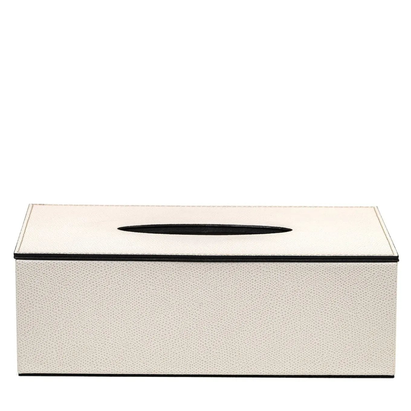 Scatola per fazzoletti rettangolare in pelle bianca con coperchio magnetico