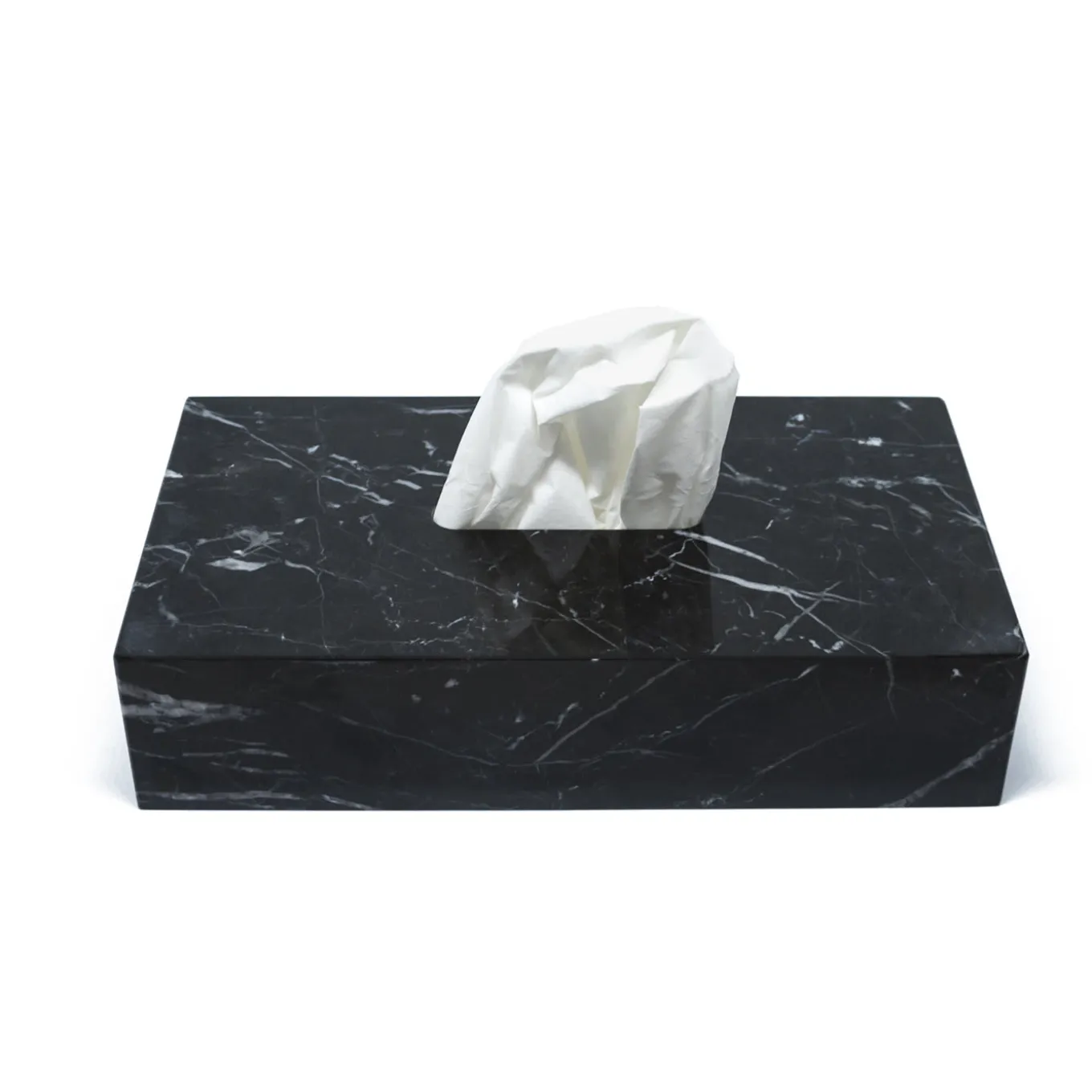 Scatola per tessuti in marmo nero