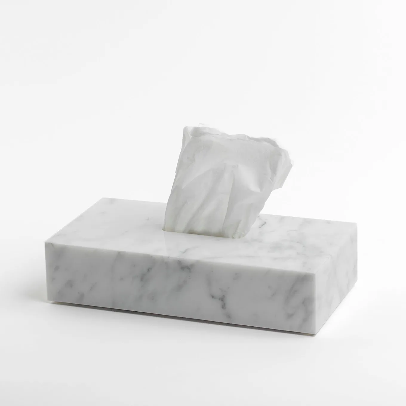 Scatola per tessuti in marmo bianco