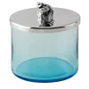 Scatola Portagioie Riviera in Cristallo Blu con Manico a Forma di Granchio