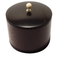 Scatola rotonda in wengè ed ebano con coperchio
