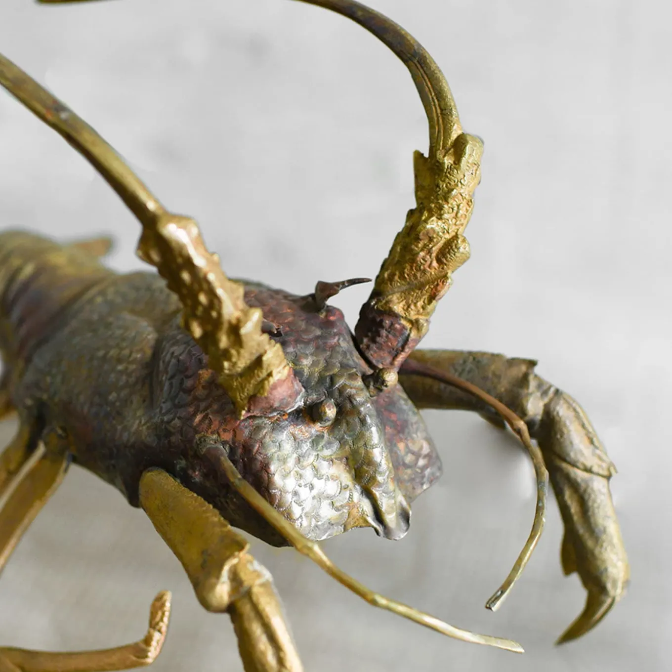Scultura Aragosta in Ottone