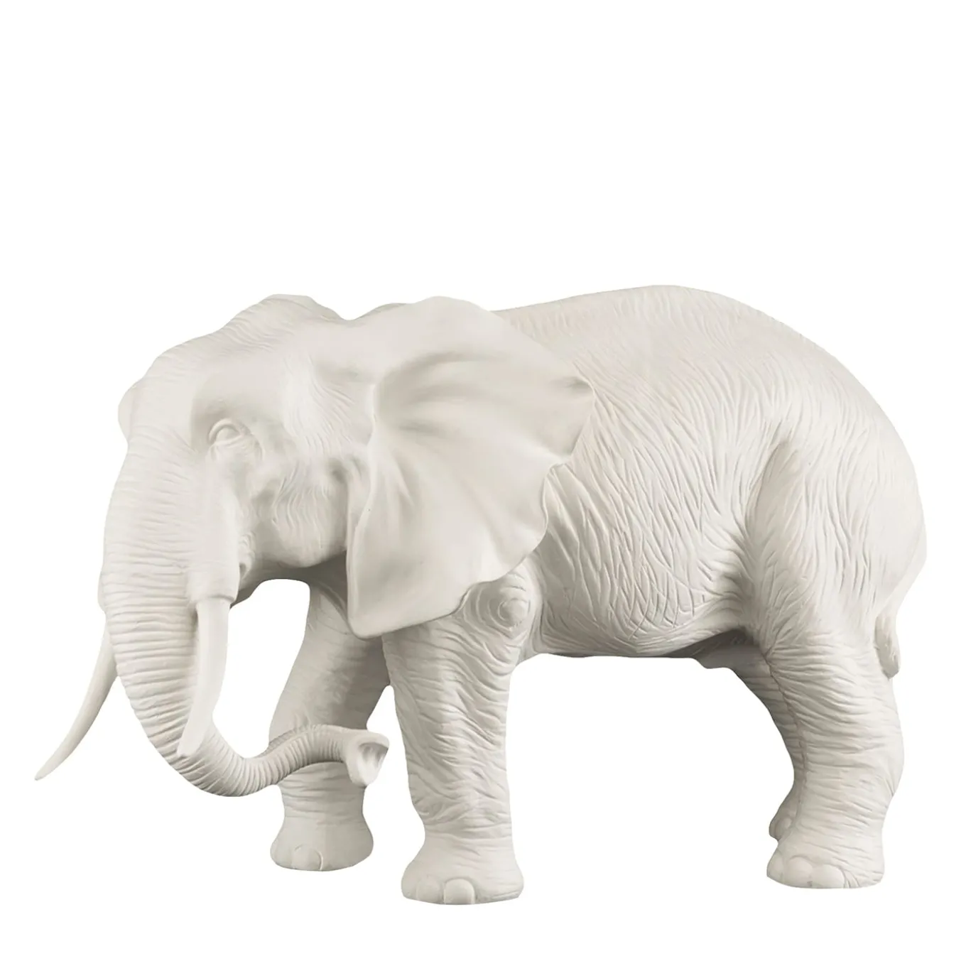 Scultura bianca a forma di elefante di padre africano