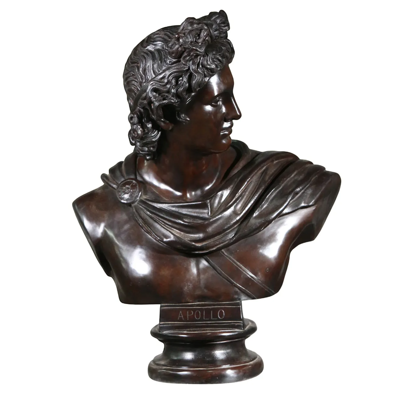 Scultura Busto Apollo in bronzo