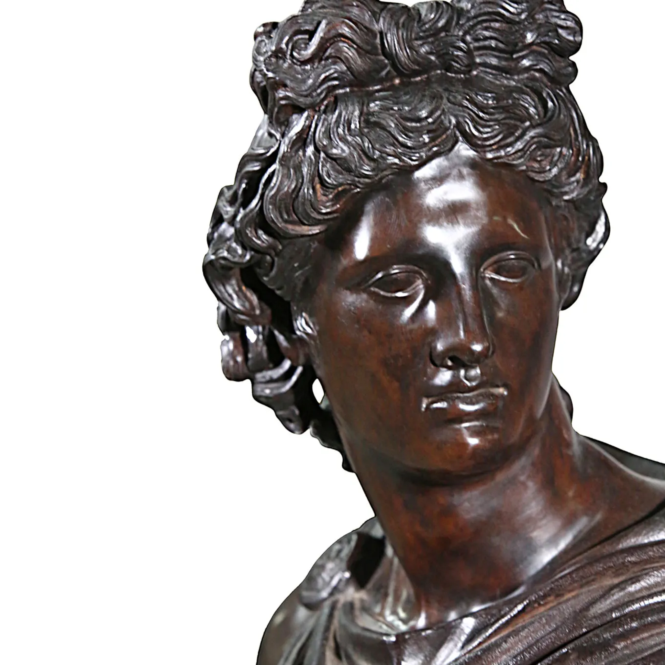 Scultura Busto Apollo in bronzo