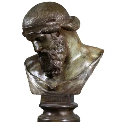 Scultura Busto Platone in bronzo