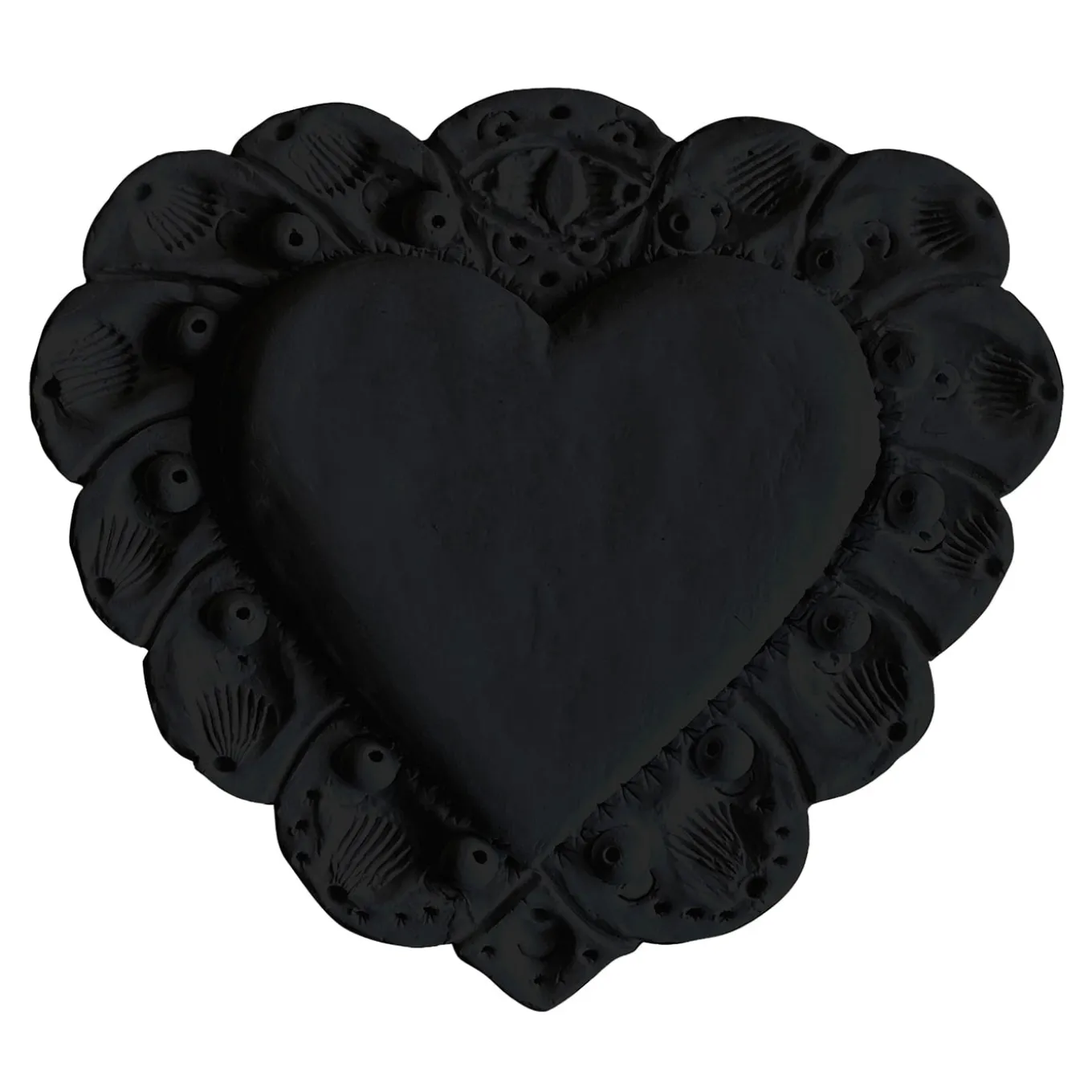 Scultura Da Parete Milagros Cuore Sacro In Gesso Nero