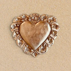 Scultura Da Parete Milagros Cuore Sacro In Gesso Oro