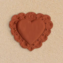 Scultura Da Parete Milagros Cuore Sacro In Gesso Terracotta