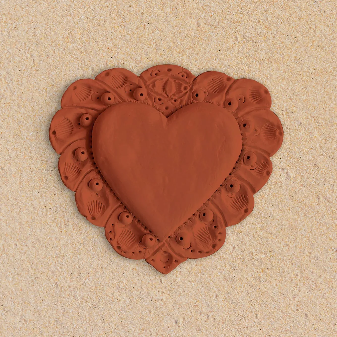 Scultura Da Parete Milagros Cuore Sacro In Gesso Terracotta
