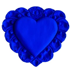 Scultura Da Parete Milagros Cuore Sacro In Gesso Blu