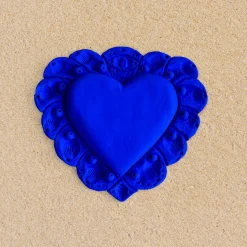 Scultura Da Parete Milagros Cuore Sacro In Gesso Blu
