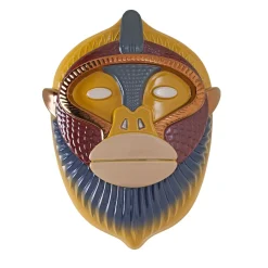 Scultura da parete Primates Mask Kandti in ceramica lucida multicolore con dettagli in metallo di Elena Salmistraro
