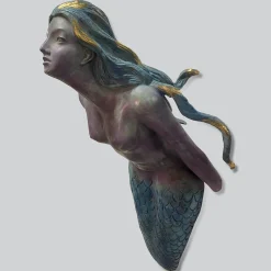 Scultura da parete Sirena policroma