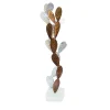 Scultura decorativa cactus doppia vite misto in alluminio naturale e bronzato