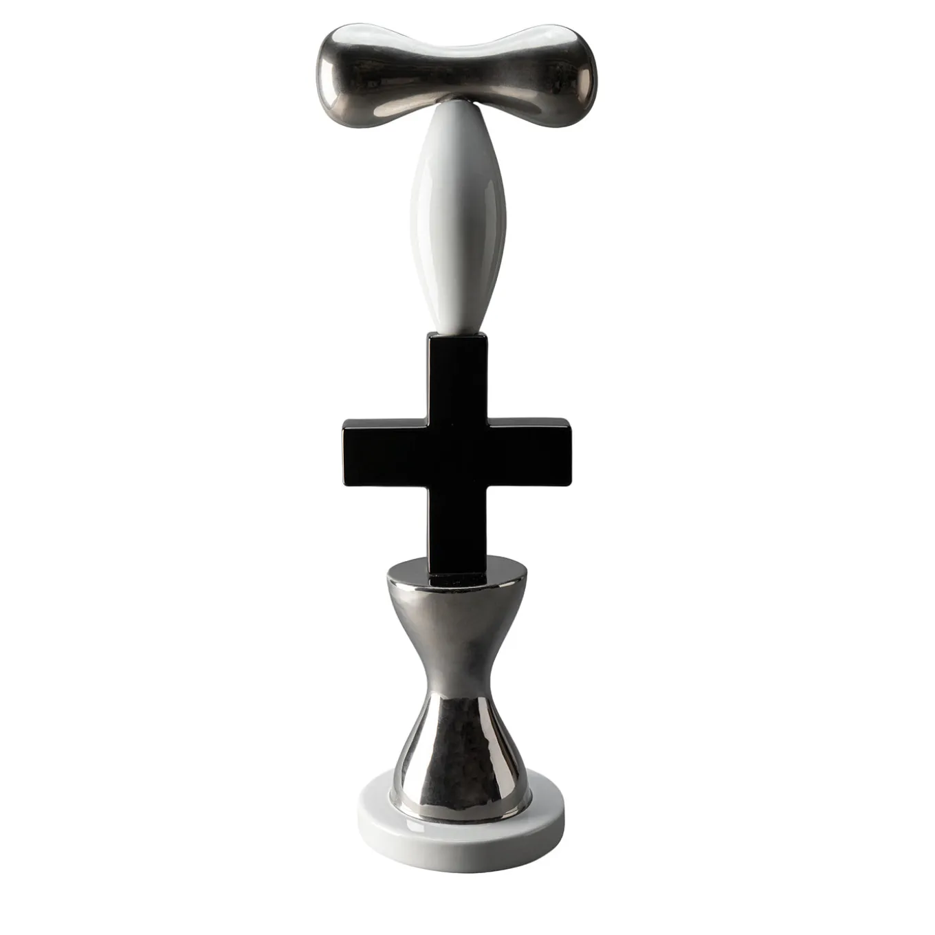 Scultura Decorativa Totem Nera Bianca e Platino di Karim Rashid