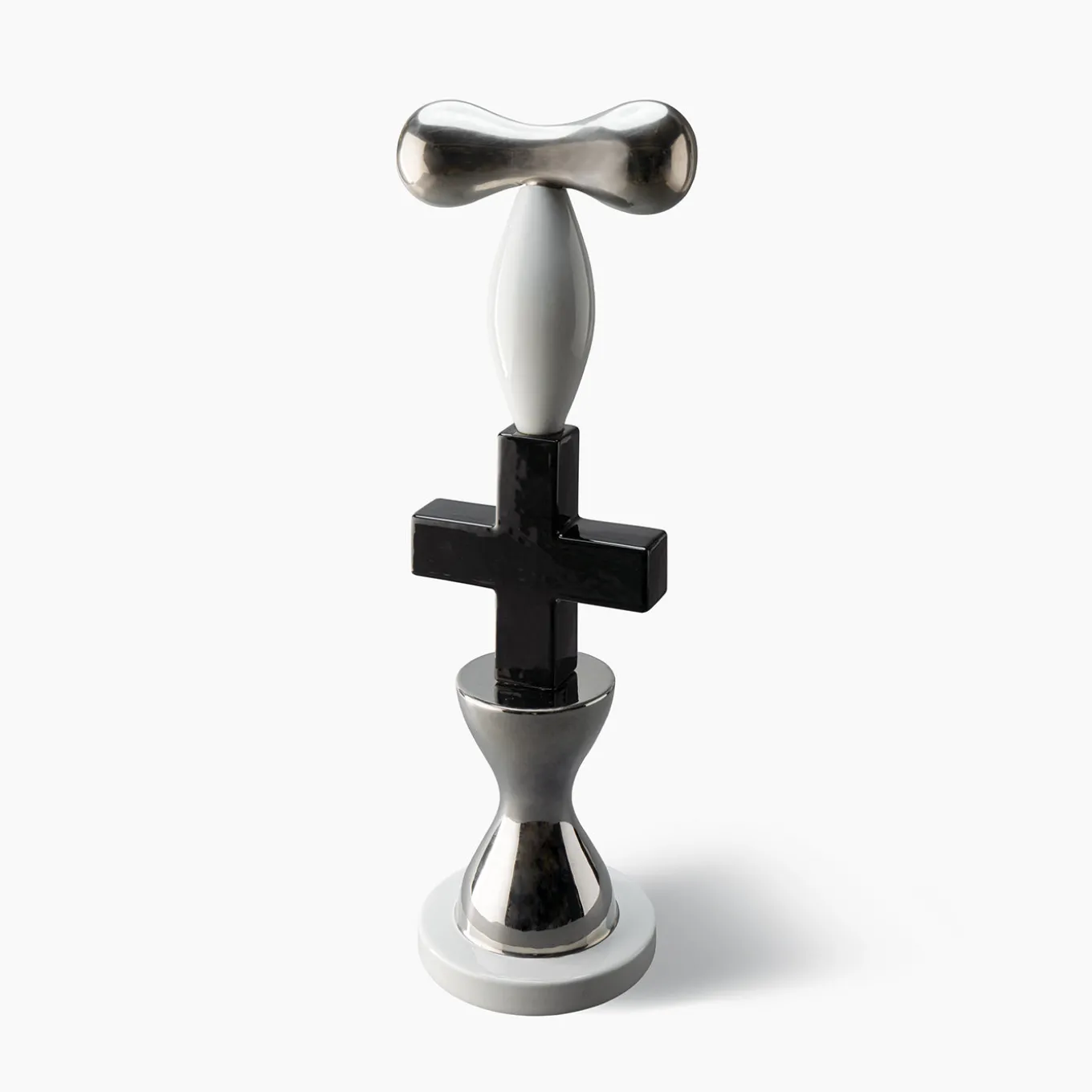 Scultura Decorativa Totem Nera Bianca e Platino di Karim Rashid