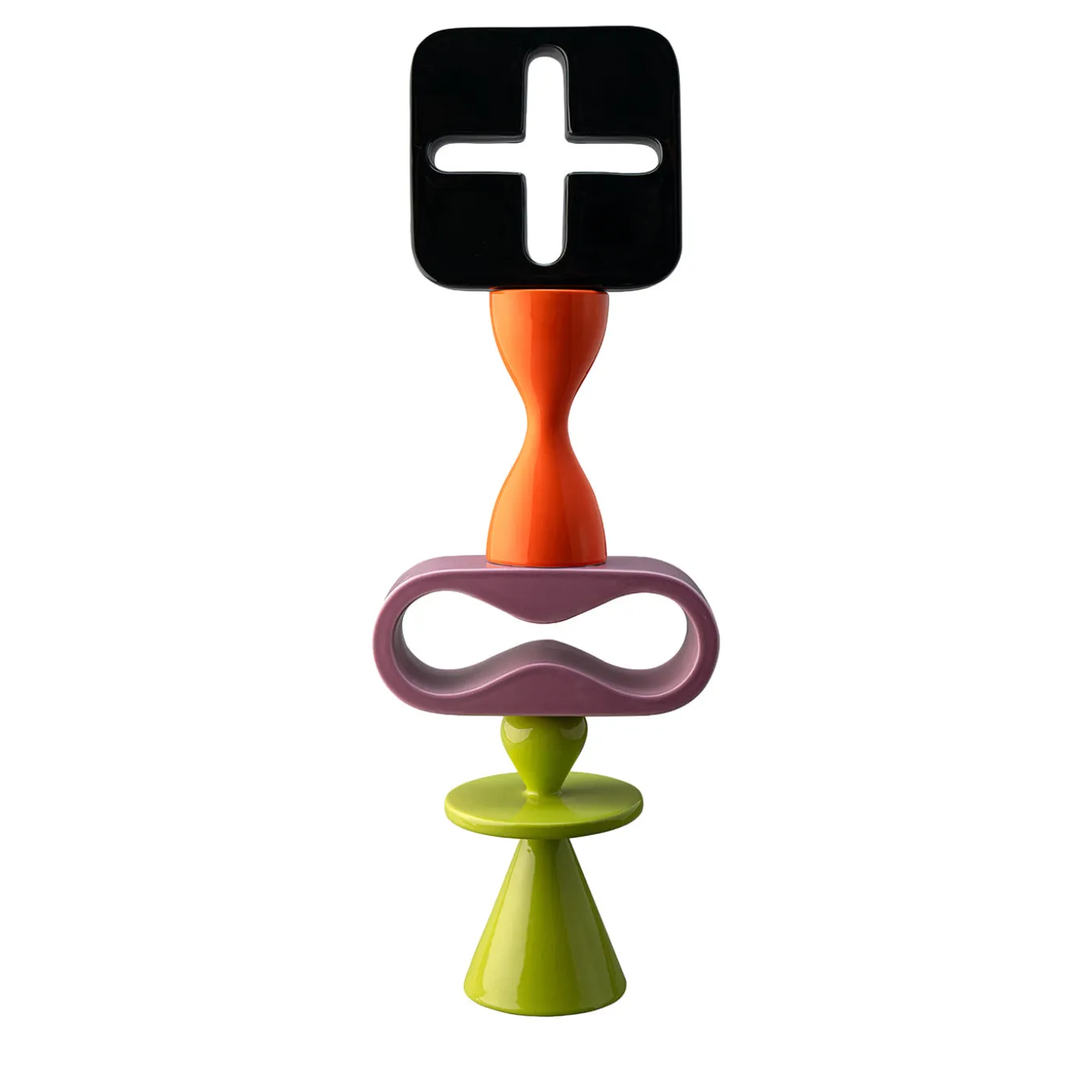 Scultura decorativa Totem nera arancione viola e verde di Karim Rashid