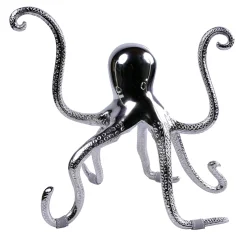 Scultura di polpo con inserti in ecopelle grigia