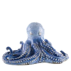 Scultura di polpo in ceramica blu