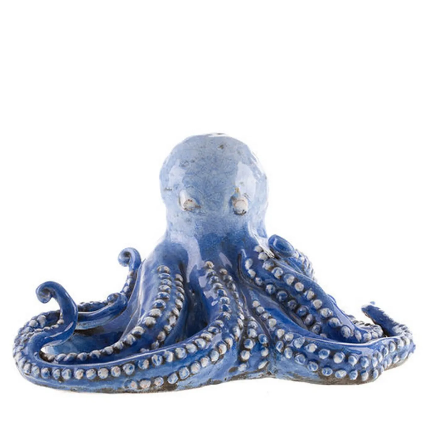 Scultura di polpo in ceramica blu