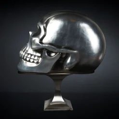 Scultura di teschio nera e argento