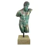 Scultura Ercole Farnese Frammento in bronzo con patina verde