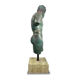 Scultura Ercole Farnese Frammento in bronzo con patina verde